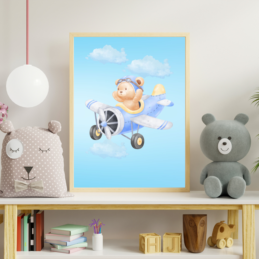 Luftens Lille Eventyrer- Plakat med flyvende bamse