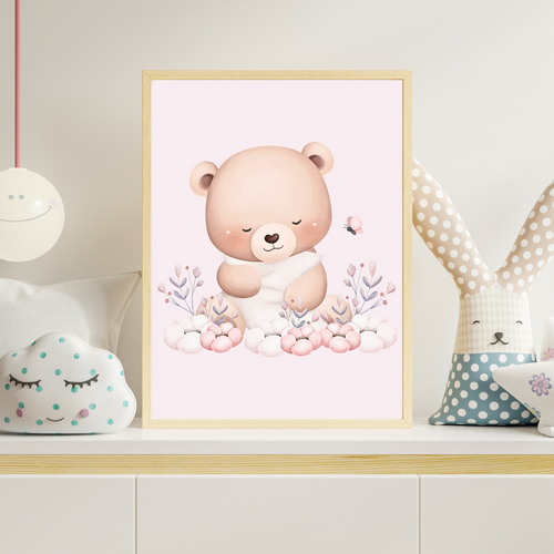 Bjørnens Drømmestund - Plakat med sovende bamse